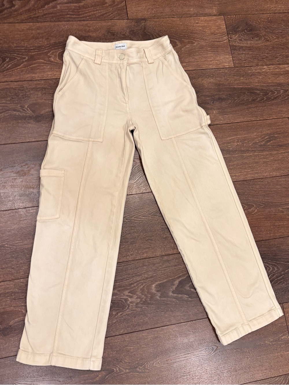 Sunday Best Straight-Leg Carpenter Jeans in Cream